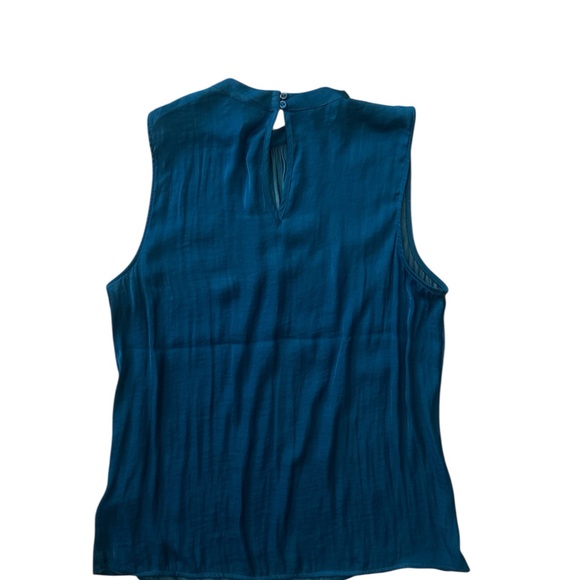 Joie Blue Pleated Blouse with Rounded Neckline - Picture 3 of 3